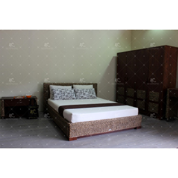 Natural Water Hyacinth Bed Simple Design for Bedroom Furniture